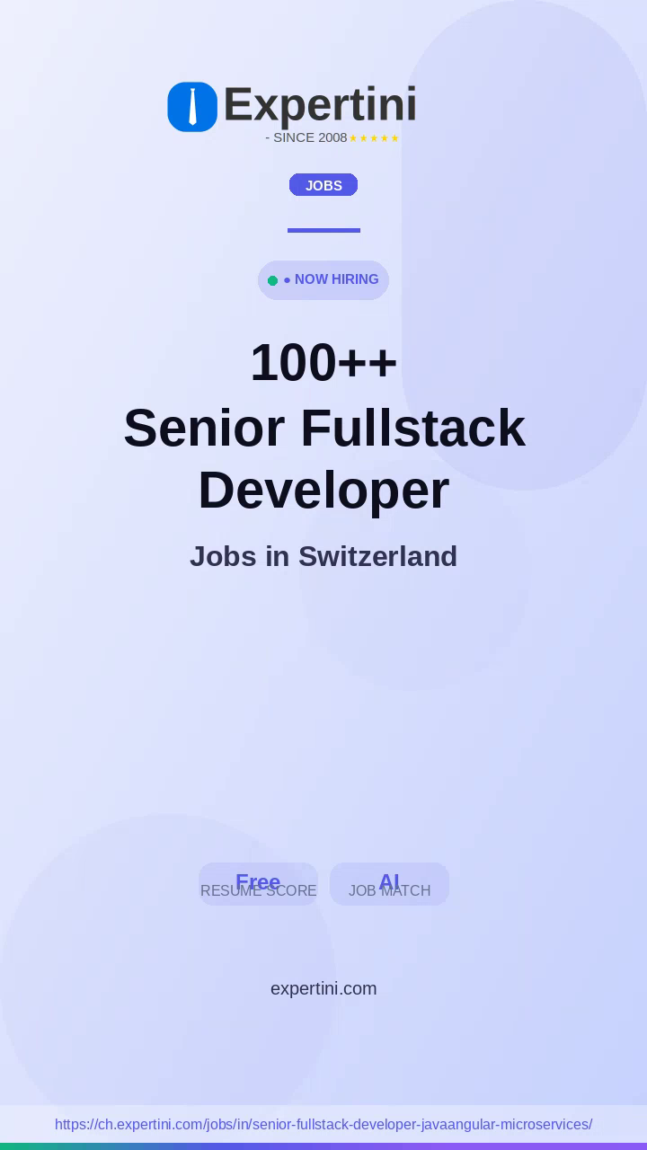 7,203+ Senior Fullstack Developer Javaangular Microservices Jobs in Switzerland — Top Companies Hiring August 2026